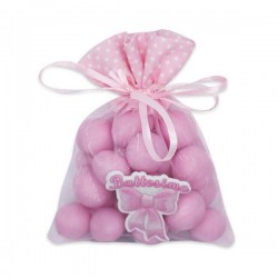 SACCHETTINI IN TULLE BATTESIMO ROSA cm 8x8 12pz