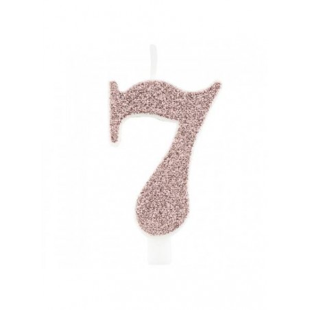CANDELINA NUMERO 7 GLITTER ROSE GOLD 9,5cm