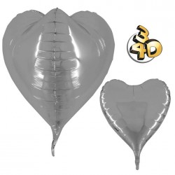 PALLONE MYLAR S/SHAPE 23'' CUORE ARGENTO 3D 58cm
