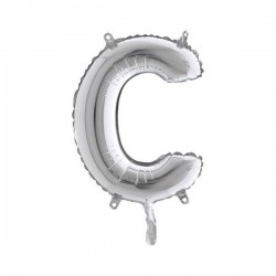 LETTERA C MYLAR SILVER 14 36cm
