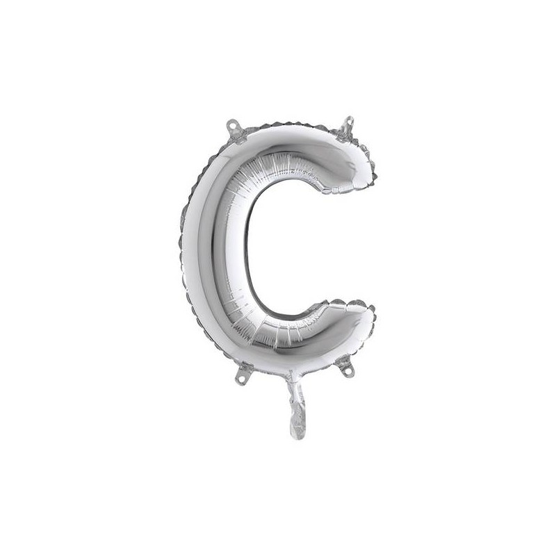LETTERA C MYLAR SILVER 14 36cm