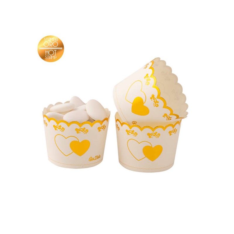 PIROTTINI CARTA CUORI ORO HOT STAMP 5x4,5cm 20pz