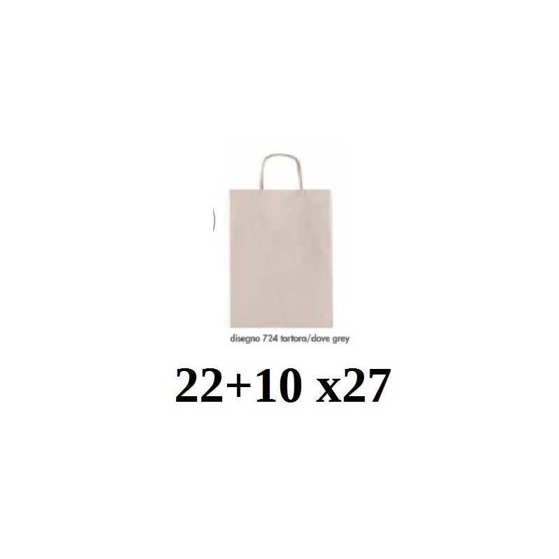 BORSA CARTA COLOR MIS.22+10x27cm TORTORA 724