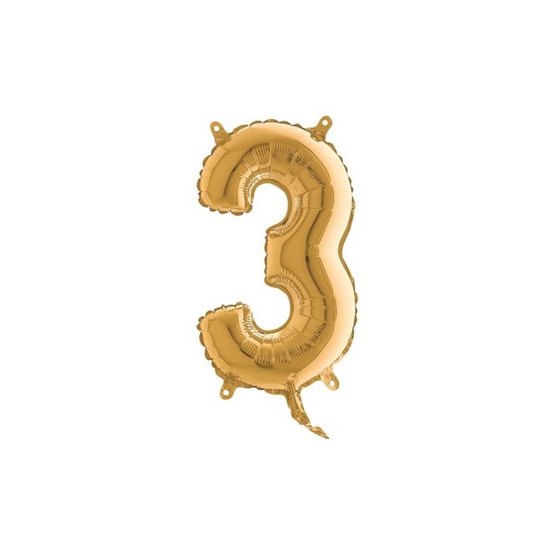 PALLONE NUMERO 3 MYLAR 36cm ORO