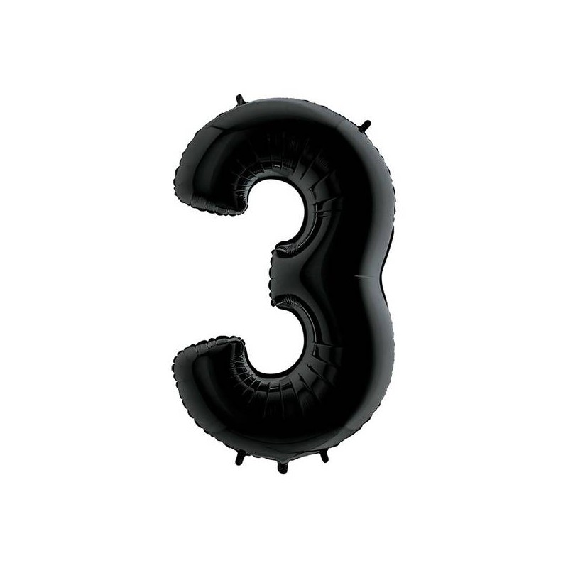 PALLONE NUMERO 3 MYLAR 102cm 40 NERO