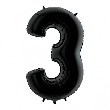 PALLONE NUMERO 3 MYLAR 102cm 40 NERO