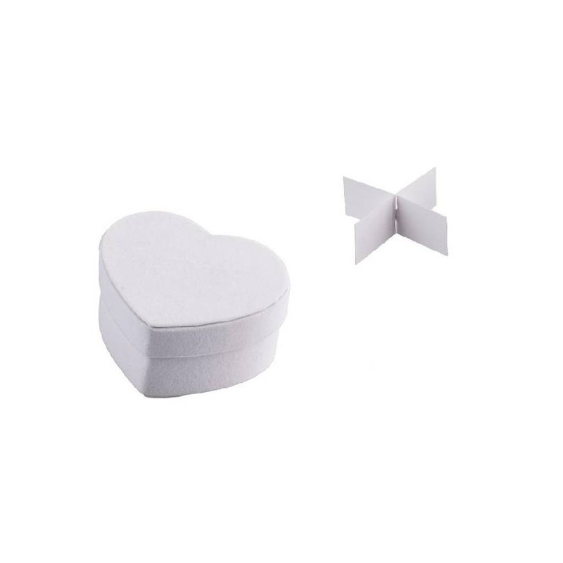 SCATOLA CUORE VELLUTO 8x4cm BIANCO 2 pezzi