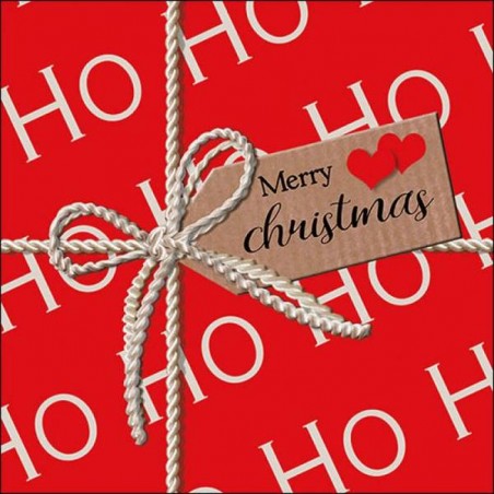 TOVAGLIOLI 33x33cm HO HO GIFT RED 20pz