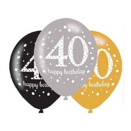 PALLONCINI LATTICE LARGE SPARKLING BIRTHDAY 40 ANNI 6pz