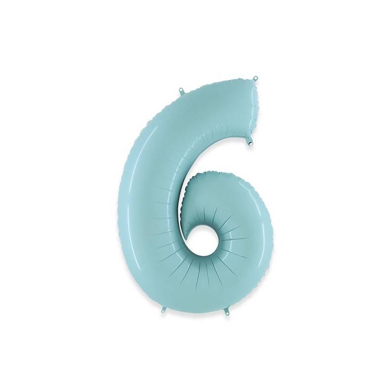 PALLONE NUMERO 6 MYLAR 102cm 40 CELESTE