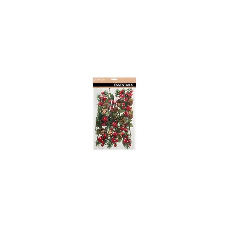 PICKS C/PIGNE E STELLE ROSSE 17cm IN BUSTA 12pz