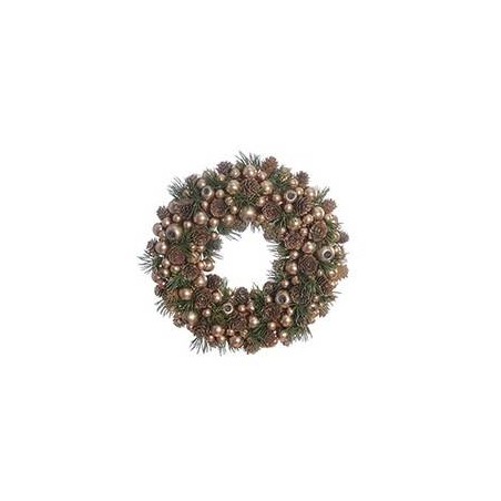 CORONA DI PIGNE E BACCHE ORO ø27cm