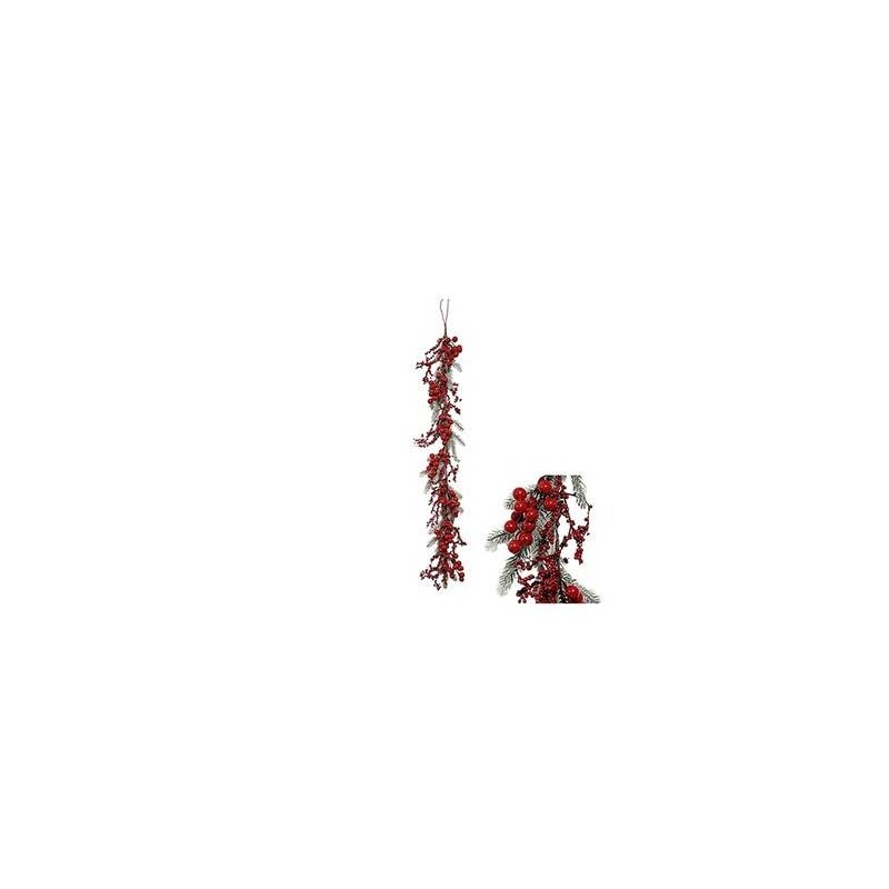 GHIRLANDA INNEVATA C/BACCHE ROSSE 120cm