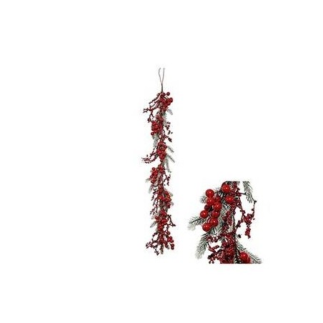 GHIRLANDA INNEVATA C/BACCHE ROSSE 120cm