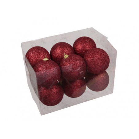 SFERE SPARKLING RED Ø8cm 12pz