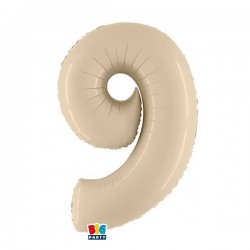 PALLONE NUMERO 9 MYLAR 102cm 40 CREMA