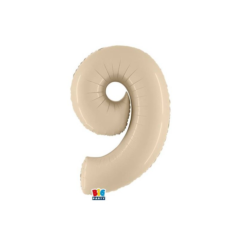 PALLONE NUMERO 9 MYLAR 102cm 40 CREMA