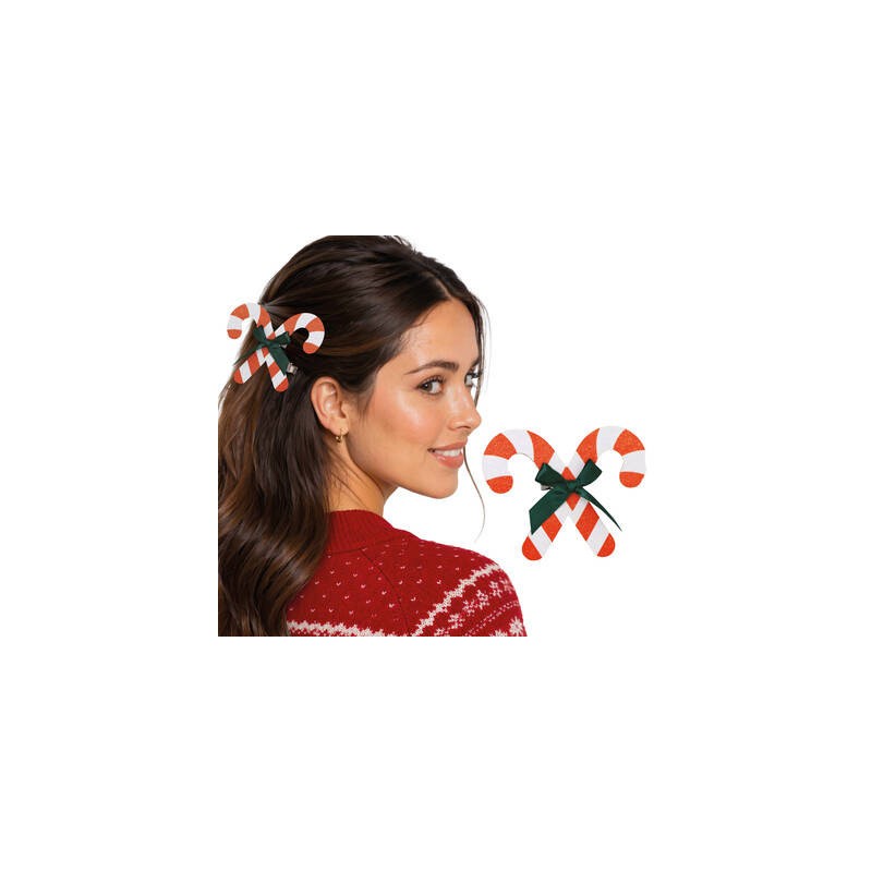 FERMAGLIO PER CAPELLI CANDY CANE 13cm 1PZ
