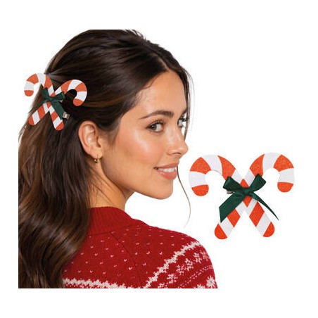 FERMAGLIO PER CAPELLI CANDY CANE 13cm 1PZ