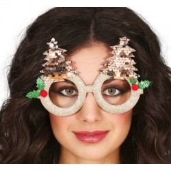 OCCHIALI CON ALBERI DI NATALE DORATI