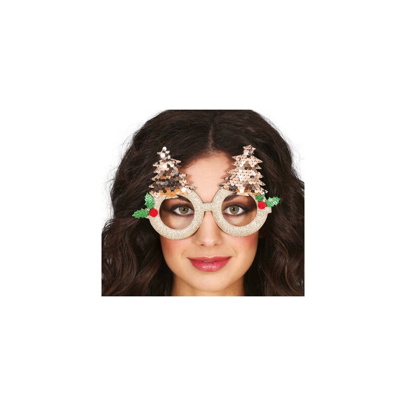 OCCHIALI CON ALBERI DI NATALE DORATI