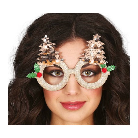 OCCHIALI CON ALBERI DI NATALE DORATI