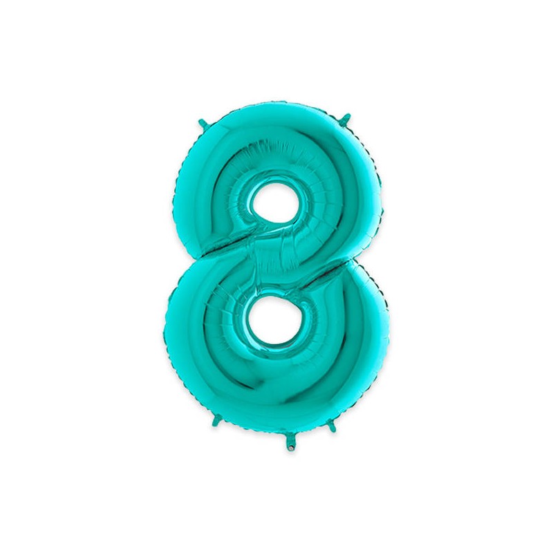 PALLONE NUMERO 8 MYLAR 102cm 40 ACQUAMARINA