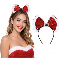 CERCHIETTO FIOCCO NATALIZIO CON STRASS ROSSO