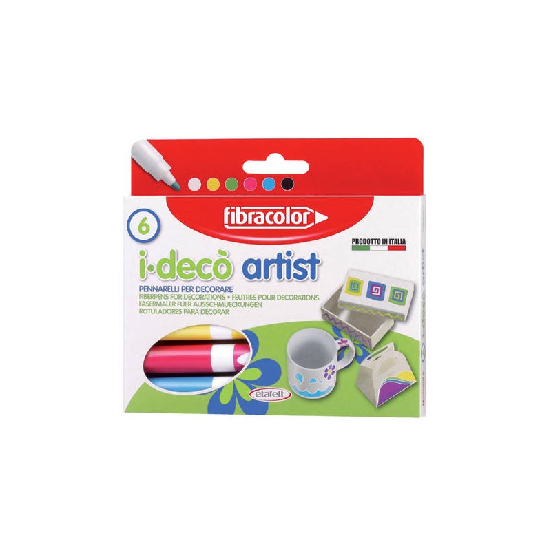 PENNARELLI PER DECORARE I-DECò ARTIST P. GROSSA 6pz FIBRACOLOR