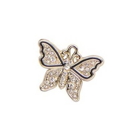 APPLICAZIONE FARFALLA METALLO GOLD C/STRASS 12pz