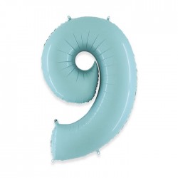 PALLONE NUMERO 9 MYLAR 102cm 40" CELESTE