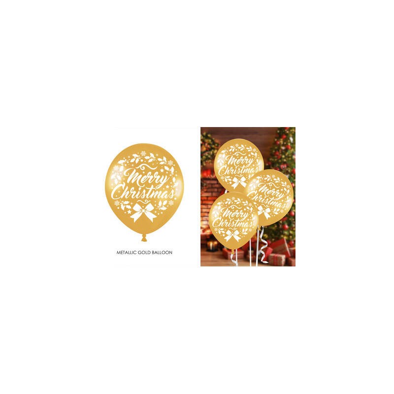 PALLONCINI IN LATTICE 12 30cm MERRY CHRISTMAS 10pz