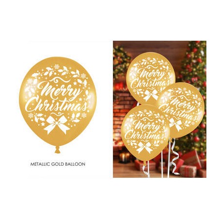 PALLONCINI IN LATTICE 12 30cm MERRY CHRISTMAS 10pz