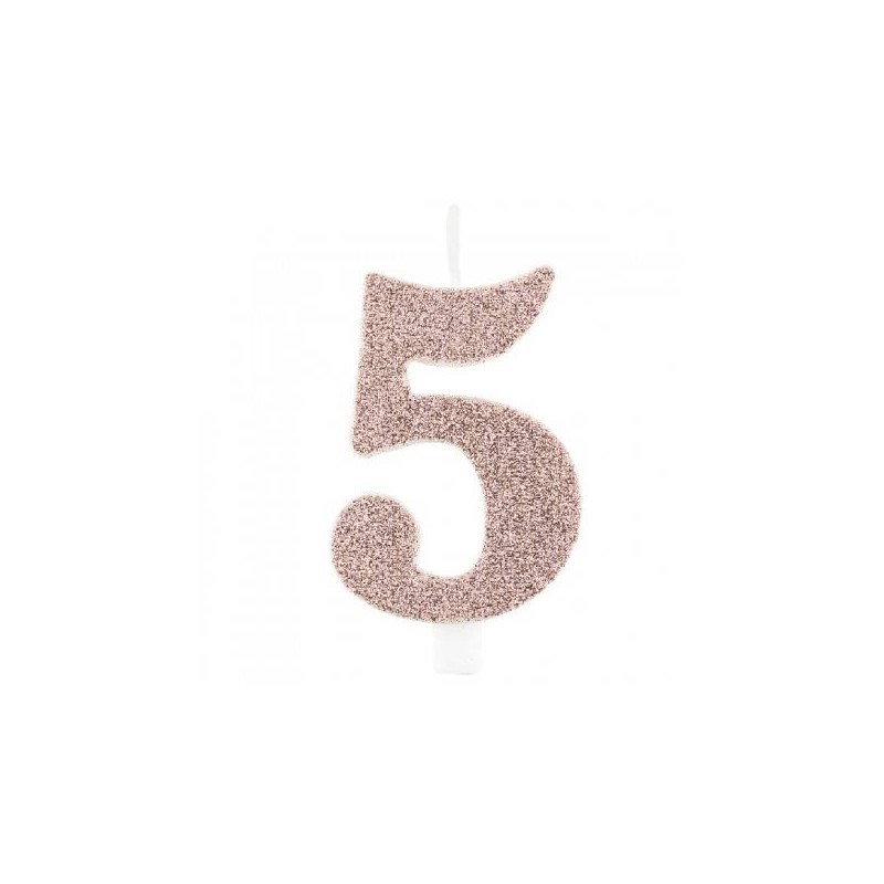 CANDELINA NUMERO 5 GLITTER ROSE GOLD 9,5cm