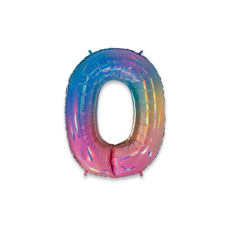 PALLONE NUMERO 0 MYLAR 102cm 40 RAINBOW