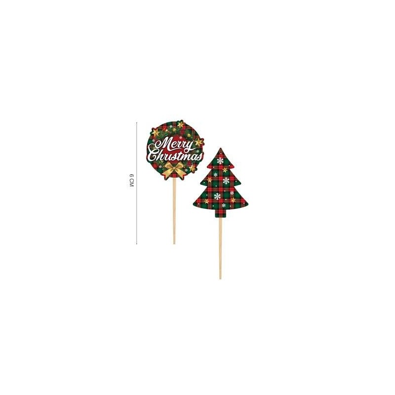 STUZZICANDENTI DECORATIVI 6cm NATALE 12pz