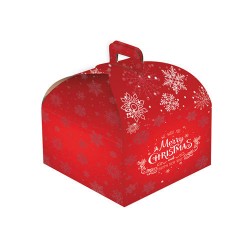 SCATOLA PORTA PANETTONE BASSO 25x25x20cm MERRY CHRISTMAS