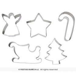 SET TAGLIA PASTA IN METALLO SOGGETTI NATALIZI 5pz ass.ti