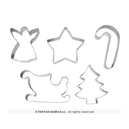 SET TAGLIA PASTA IN METALLO SOGGETTI NATALIZI 5pz ass.ti