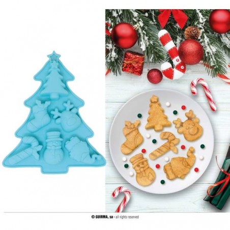 STAMPO ALBERO PER 6 BISCOTTI IN SILICONE