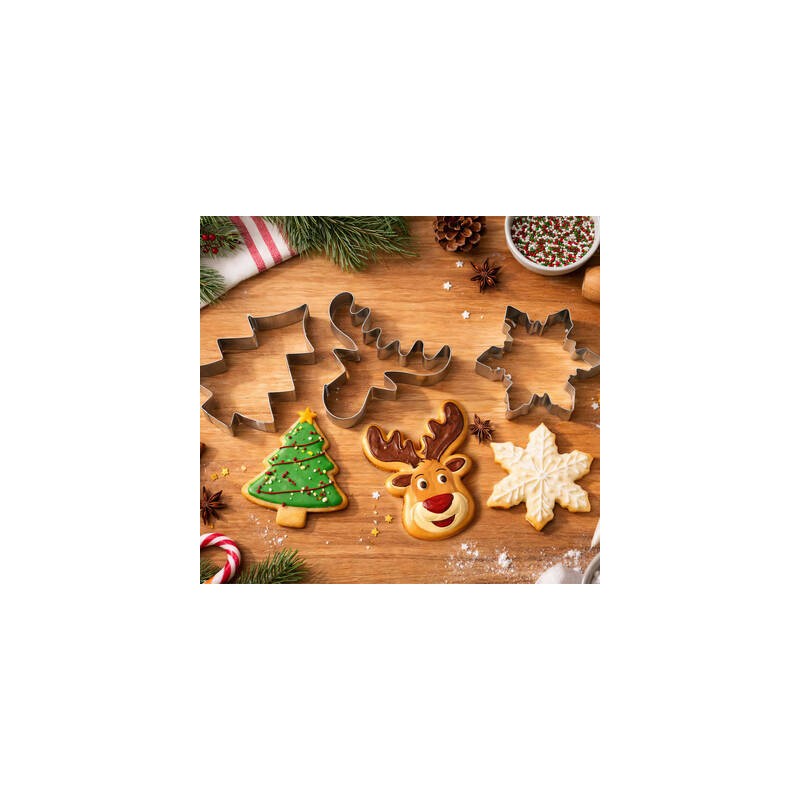 STAMPI IN METALLO 9cm BISCOTTI NATALE ASS.TI 3pz