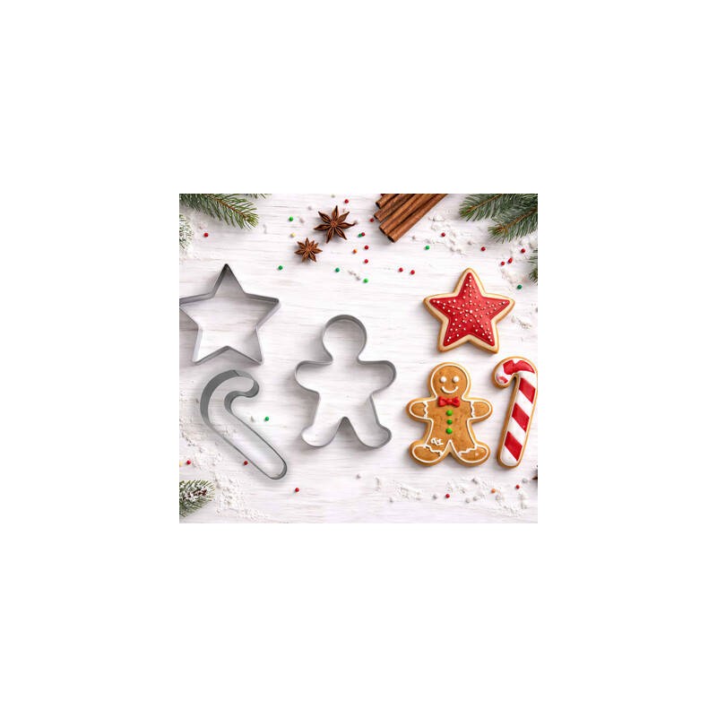 SET STAMPI IN METALLO 9cm BISCOTTI NATALE 3pz