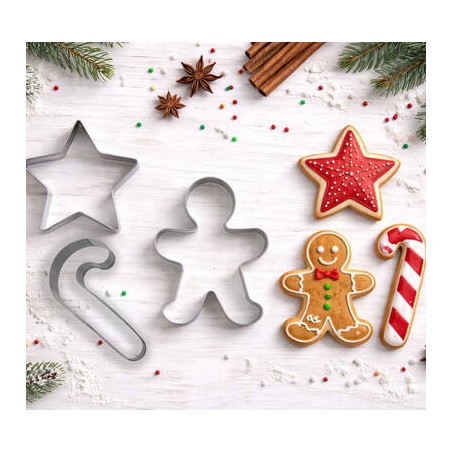 SET STAMPI IN METALLO 9cm BISCOTTI NATALE 3pz