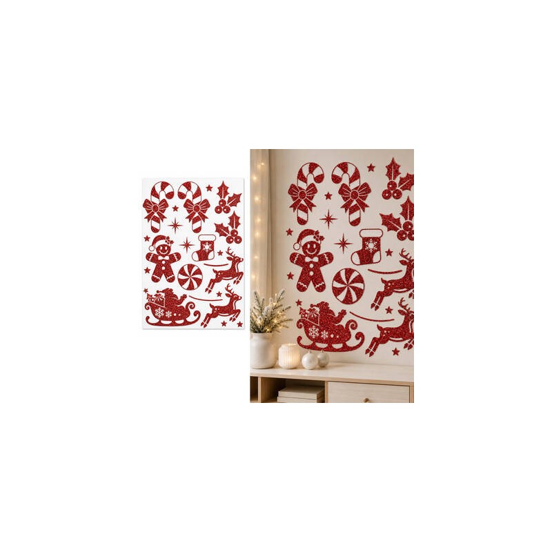 VETROFANIA ADESIVO EFFETTO GLITTER 30x40cm ROSSO