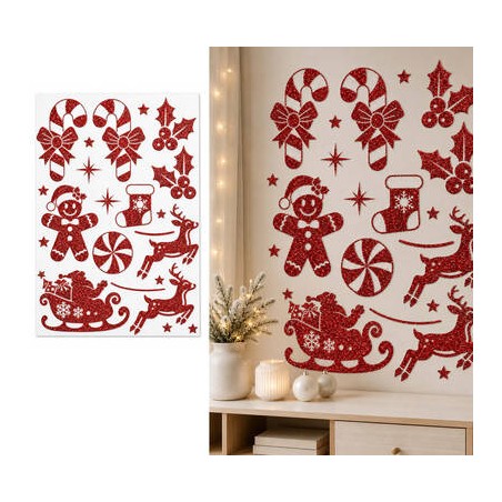 VETROFANIA ADESIVO EFFETTO GLITTER 30x40cm ROSSO