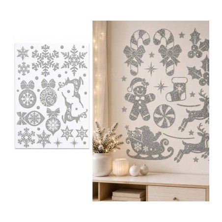 VETROFANIA ADESIVO EFFETTO GLITTER 30x40cm ARGENTO