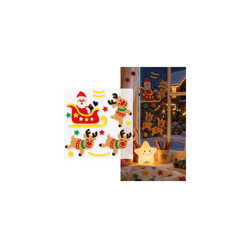 VETROFANIA DECORAZIONI GEL BABBO NATALE 20x25cm