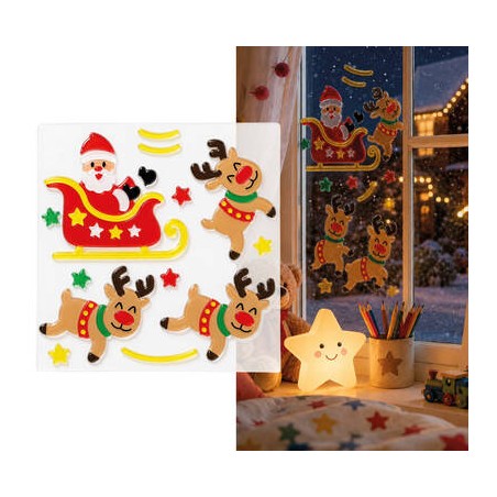VETROFANIA DECORAZIONI GEL BABBO NATALE 20x25cm