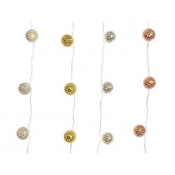 FILO MICRO LED C/PALLINE 110cm 12 LUCI SILVER BIANCO CALDO indoor