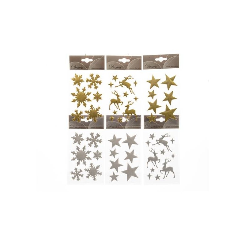 STICKER ADESIVI ASS.TI RENNE/FIOCCO/STELLE GLITTER ORO/ARGENTO